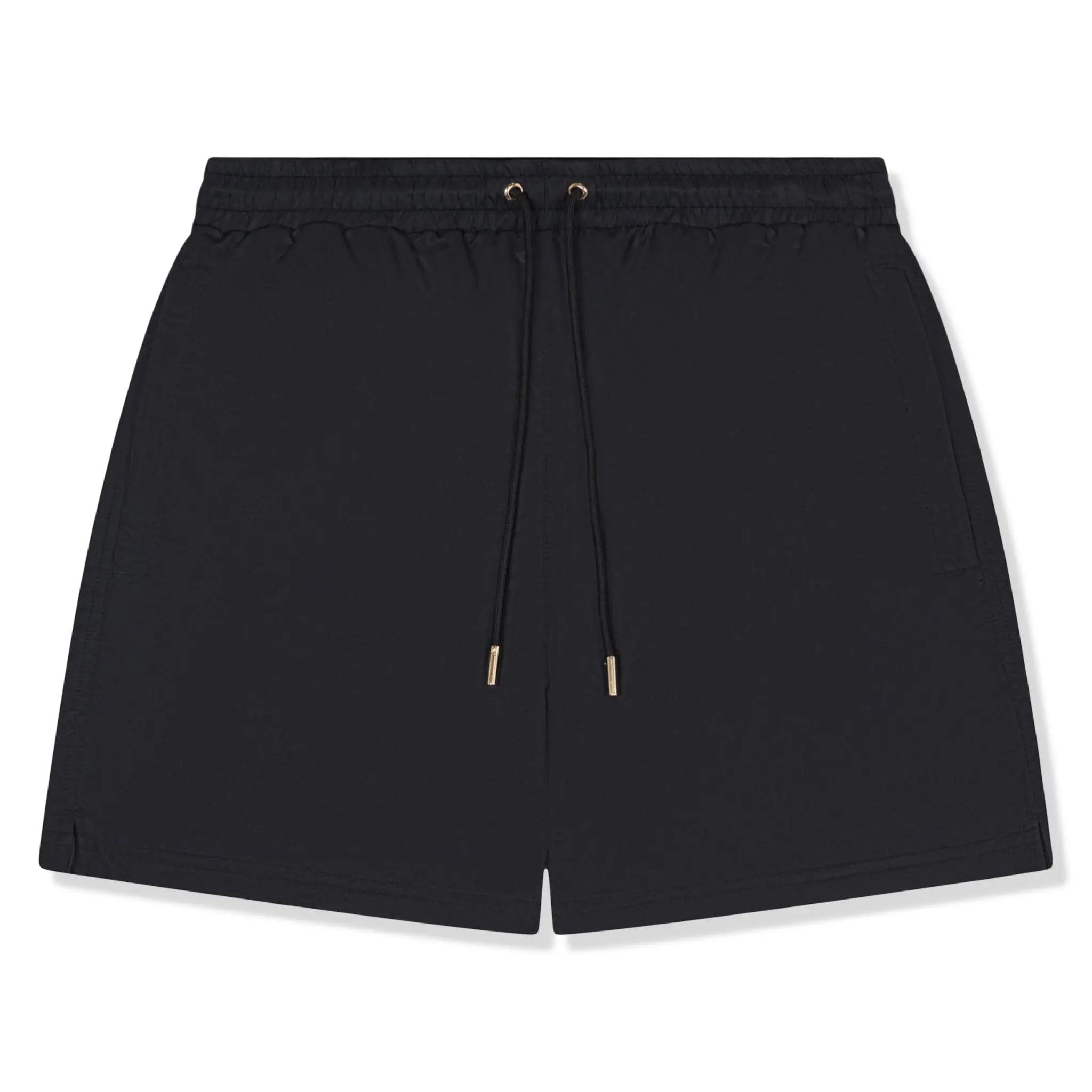 Front View of The Couture Club Emblem Water Reactive Black Swim Shorts